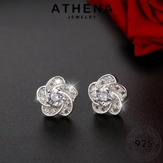 ATHENA JEWELRY แท้ หนีบ ต่างหู ห่วง มอยส์ซาไนท์ไดมอนด์ เงิน พลัมบาน 925 ต้นฉบับ ผู้หญิง ตุ้มหู แฟชั่น เครื่องประดับ เกาหลี เครื่องประดับ Silver E769