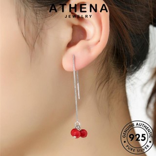 ATHENA JEWELRY เครื่องประดับ แท้ ตุ้มหู เครื่องประดับ ต่างหู ถั่วแดง โมรา 925 แฟชั่น ผู้หญิง ห่วง ต้นฉบับ Silver เงิน เกาหลี หนีบ E776