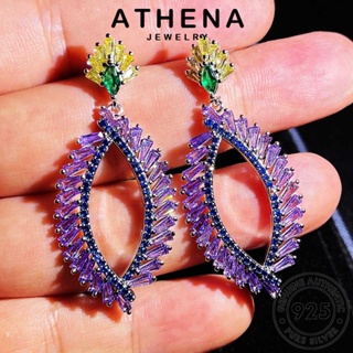 ATHENA JEWELRY ห่วง ตุ้มหู ต่างหู เครื่องประดับ แท้ 925 ต้นฉบับ เกาหลี เครื่องประดับ กลีบดอก เงิน ผู้หญิง พลอยสีม่วง แฟชั่น หนีบ Silver E794