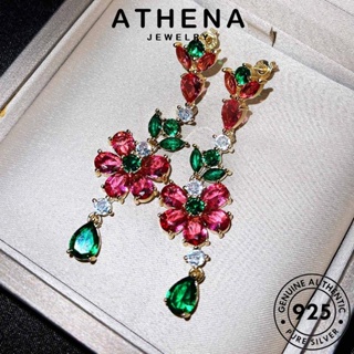 ATHENA JEWELRY หนีบ ทองมรกต ผู้หญิง เครื่องประดับ 925 ต้นฉบับ เกาหลี ต่างหู ห่วง เครื่องประดับ เงิน Silver แฟชั่น ดอกไม้ ตุ้มหู แท้ E795