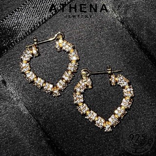 ATHENA JEWELRY เกาหลี แท้ ไดมอนด์ เครื่องประดับ 925 ต้นฉบับ ตุ้มหู รัก เครื่องประดับ ผู้หญิง ต่างหู ห่วง เงิน โกลด์ แฟชั่น Silver มอยส์ซาไนท์ หนีบ E797