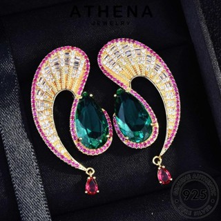 ATHENA JEWELRY ต่างหู ต้นฉบับ Silver หนีบ แท้ 925 เกาหลี ตุ้มหู เครื่องประดับ เงิน ผู้หญิง ไม่สม่ำเสมอ เครื่องประดับ มรกต แฟชั่น ห่วง E810