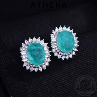 ATHENA JEWELRY เกาหลี วงรี แฟชั่น เงิน แท้ ห่วง 925 อความารีน ผู้หญิง ต้นฉบับ Silver เครื่องประดับ เครื่องประดับ ตุ้มหู ต่างหู หนีบ E825