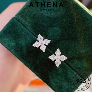 ATHENA JEWELRY เงิน ต่างหู โคลเวอร์ มอยส์ซาไนท์ไดมอนด์ Silver เครื่องประดับ แฟชั่น หนีบ ตุ้มหู แท้ ผู้หญิง เกาหลี เครื่องประดับ 925 ห่วง ต้นฉบับ E846