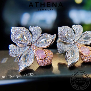 ATHENA JEWELRY 925 ต้นฉบับ เครื่องประดับ ห่วง ต่างหู หนีบ Silver ผู้หญิง ตุ้มหู เงิน กล้วยไม้ เกาหลี เครื่องประดับ แท้ คริสตัลเพชรสีชมพู แฟชั่น E848