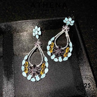 ATHENA JEWELRY เครื่องประดับ 925 แฟชั่น ทรงหยดน้ำ หนีบ ต่างหู แท้ Silver เกาหลี เงิน ตุ้มหู ผู้หญิง ห่วง คริสตัลเพชรสีชมพู เครื่องประดับ ต้นฉบับ E803