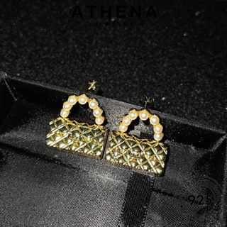 ATHENA JEWELRY แท้ ต้นฉบับ เครื่องประดับ ไข่มุกทอง ตุ้มหู 925 ผู้หญิง ห่วง เครื่องประดับ เงิน Silver ถุงหอมเล็ก แฟชั่น เกาหลี หนีบ ต่างหู E805