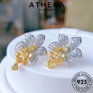 ATHENA JEWELRY หนีบ แท้ 925 ซิทริน แฟชั่น เกาหลี ต้นฉบับ ตุ้มหู ต่างหู ห่วง ผู้หญิง เงิน เครื่องประดับ Silver ดอกไม้ เครื่องประดับ E881