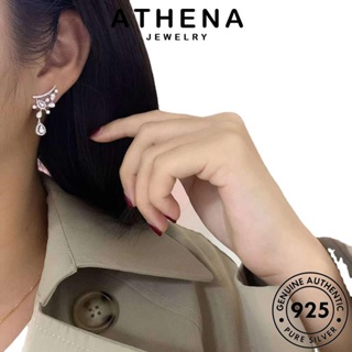 ATHENA JEWELRY ต่างหู แท้ รูปร่างลูกแพร์ เงิน 925 Silver ห่วง หนีบ เครื่องประดับ มอยส์ซาไนท์ไดมอนด์ เกาหลี เครื่องประดับ ต้นฉบับ ผู้หญิง ตุ้มหู แฟชั่น E883