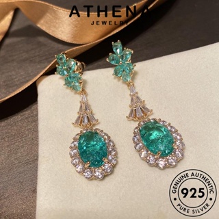 ATHENA JEWELRY หนีบ เงิน ทรงหยดน้ำ 925 เครื่องประดับ แท้ ต้นฉบับ Silver แฟชั่น ต่างหู ผู้หญิง ตุ้มหู ห่วง ทองมรกต เครื่องประดับ เกาหลี E888