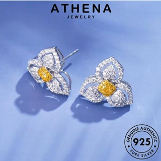 ATHENA JEWELRY เครื่องประดับ แท้ ผู้หญิง เงิน Silver ห่วง สามกลีบ ตุ้มหู ต่างหู ซิทริน ต้นฉบับ 925 แฟชั่น หนีบ เกาหลี เครื่องประดับ E904