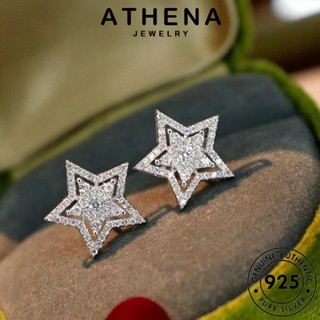 ATHENA JEWELRY แฟชั่น เครื่องประดับ แท้ ต่างหู ต้นฉบับ Silver ตุ้มหู ผู้หญิง 925 หนีบ ห่วง เกาหลี เครื่องประดับ เงิน รูปดาวห้าแฉก มอยส์ซาไนท์ไดมอนด์ E853