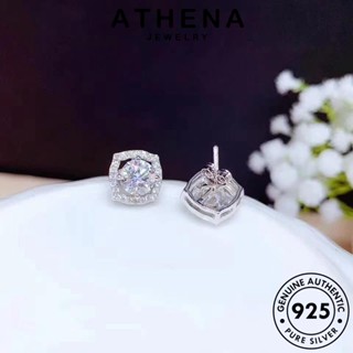 ATHENA JEWELRY 925 เกาหลี เครื่องประดับ ต่างหู มอยส์ซาไนท์ไดมอนด์ แฟชั่น เครื่องประดับ แท้ ตุ้มหู ห่วง ผู้หญิง ต้นฉบับ Silver กลม หนีบ เงิน E862