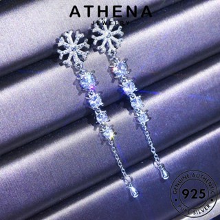 ATHENA JEWELRY ต้นฉบับ Silver ผู้หญิง ตุ้มหู เกล็ดหิมะ หนีบ แฟชั่น เครื่องประดับ เกาหลี เงิน เครื่องประดับ ห่วง 925 มอยส์ซาไนท์ไดมอนด์ ต่างหู แท้ E931