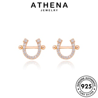 ATHENA JEWELRY ต่างหู แท้ เครื่องประดับ โกลด์ ไดมอนด์ มอยส์ซาไนท์ ตุ้มหู ห่วง 925 ต้นฉบับ แฟชั่น Silver เครื่องประดับ เงิน หนีบ เกือกม้า เกาหลี ผู้หญิง E942