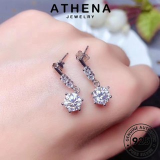 ATHENA JEWELRY เกาหลี หนีบ ผู้หญิง เงิน Silver เครื่องประดับ แฟชั่น กลม ตุ้มหู 925 เครื่องประดับ ห่วง ต้นฉบับ แท้ มอยส์ซาไนท์ไดมอนด์ ต่างหู E957