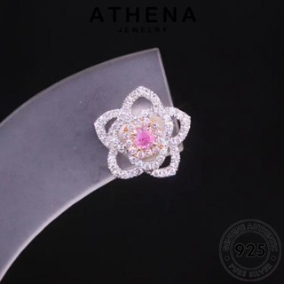 ATHENA JEWELRY Silver ตุ้มหู เครื่องประดับ ผู้หญิง แท้ เกาหลี กลีบดอกไม้ แฟชั่น คริสตัลเพชรสีชมพู เครื่องประดับ ต้นฉบับ ต่างหู ห่วง เงิน 925 หนีบ E964