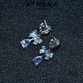 ATHENA JEWELRY หนีบ หูกระต่าย Silver ห่วง ตุ้มหู แท้ เกาหลี ต่างหู 925 คริสตัลเพชรสีชมพู เครื่องประดับ เงิน ผู้หญิง เครื่องประดับ ต้นฉบับ แฟชั่น E924