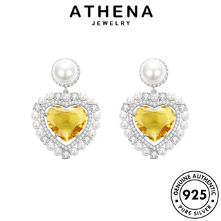 ATHENA JEWELRY รัก ตุ้มหู ห่วง ผู้หญิง เครื่องประดับ คริสตัลเพชรสีชมพู เครื่องประดับ Silver แท้ ต่างหู เกาหลี 925 หนีบ ต้นฉบับ เงิน แฟชั่น E1004