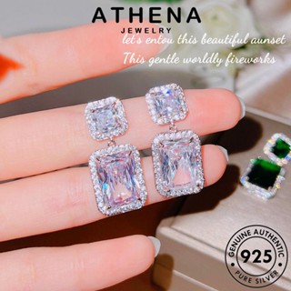 ATHENA JEWELRY เกาหลี ตุ้มหู 925 ต่างหู คอลัมน์สี่เหลี่ยม Silver หนีบ เงิน มรกต เครื่องประดับ แฟชั่น ผู้หญิง ห่วง แท้ ต้นฉบับ เครื่องประดับ E1005