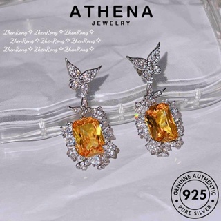 ATHENA JEWELRY ผู้หญิง 925 เกาหลี ต้นฉบับ ผีเสื้อ ต่างหู ห่วง เครื่องประดับ Silver แฟชั่น เครื่องประดับ ซิทริน เงิน หนีบ แท้ ตุ้มหู E988