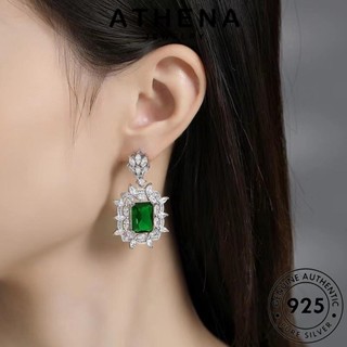 ATHENA JEWELRY ผู้หญิง ตุ้มหู ต้นฉบับ ห่วง มรกต ต่างหู หนีบ Silver คอลัมน์สี่เหลี่ยม เครื่องประดับ เงิน แท้ แฟชั่น เกาหลี 925 เครื่องประดับ E991