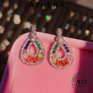 ATHENA JEWELRY ผู้หญิง เครื่องประดับ เกาหลี เครื่องประดับ ต่างหู ไพลิน 925 Silver ตุ้มหู หนีบ แฟชั่น ห่วง ทรงหยดน้ำ แท้ เงิน ต้นฉบับ E1057