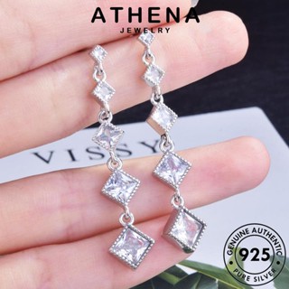 ATHENA JEWELRY มอยส์ซาไนท์ไดมอนด์ แฟชั่น เครื่องประดับ Silver ตุ้มหู ห่วง เงิน ต่างหู สี่เหลี่ยม 925 แท้ หนีบ ผู้หญิง เครื่องประดับ ต้นฉบับ เกาหลี E1061