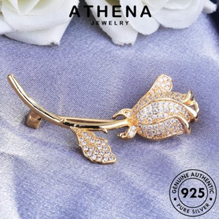 ATHENA JEWELRY เกาหลี เครื่องประดับ ผู้หญิง Silver โกลด์ เงิน หนีบ ไดมอนด์ แฟชั่น 925 ต้นฉบับ ตุ้มหู เครื่องประดับ ต่างหู มอยส์ซาไนท์ แท้ ดอกทิวลิป ห่วง E1064