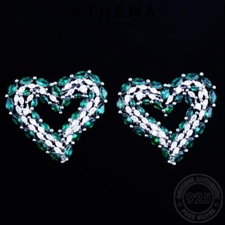 ATHENA JEWELRY หนีบ ห่วง เกาหลี แท้ Silver เครื่องประดับ ตุ้มหู ต้นฉบับ ผู้หญิง รัก แฟชั่น เงิน มรกต ต่างหู 925 เครื่องประดับ E1070