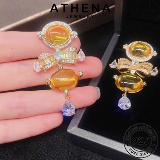 ATHENA JEWELRY หนีบ เกาหลี Silver ห่วง แท้ เครื่องประดับ ผู้หญิง 925 แฟชั่น ซิทริน ต่างหู ต้นฉบับ เครื่องประดับ ผีเสื้อ ตุ้มหู เงิน E1027