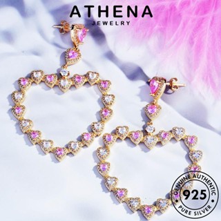 ATHENA JEWELRY เครื่องประดับ แฟชั่น ห่วง ต้นฉบับ ตุ้มหู พลอยสีม่วง เงิน เครื่องประดับ 925 หนีบ ต่างหู ผู้หญิง รัก เกาหลี Silver แท้ E1089