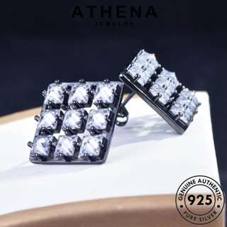 ATHENA JEWELRY แฟชั่น โกลด์ 925 เกาหลี มอยส์ซาไนท์ ต้นฉบับ Silver ต่างหู หนีบ เงิน เครื่องประดับ สี่เหลี่ยม ห่วง ไดมอนด์ ผู้หญิง แท้ เครื่องประดับ ตุ้มหู E1094