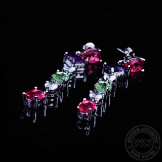 ATHENA JEWELRY แท้ พลอยสีม่วง เครื่องประดับ ห่วง เกาหลี Silver เครื่องประดับ ผู้หญิง หนีบ 925 ต้นฉบับ แฟชั่น ตุ้มหู เงิน ต่างหู เรขาคณิต E1106