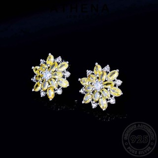 ATHENA JEWELRY ผู้หญิง ซิทริน เครื่องประดับ ต่างหู เครื่องประดับ ต้นฉบับ ห่วง ดอกเดซี่ Silver 925 ตุ้มหู แท้ เกาหลี เงิน หนีบ แฟชั่น E1109