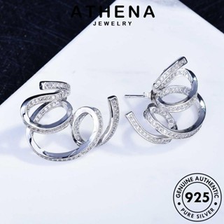 ATHENA JEWELRY ต้นฉบับ เครื่องประดับ หนีบ ห่วง แท้ แฟชั่น เส้นใหญ่ 925 ตุ้มหู Silver มอยส์ซาไนท์ไดมอนด์ เงิน เกาหลี เครื่องประดับ ผู้หญิง ต่างหู E1121