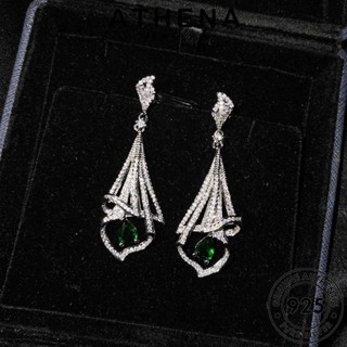 ATHENA JEWELRY หนีบ 925 Silver เครื่องประดับ รูปร่างลูกแพร์ เงิน เกาหลี แฟชั่น ตุ้มหู เครื่องประดับ แท้ ห่วง มรกต ต่างหู ผู้หญิง ต้นฉบับ E1129