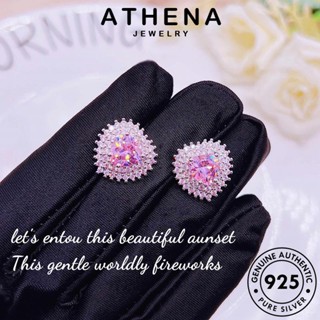 ATHENA JEWELRY หนีบ ต้นฉบับ รัก ห่วง เงิน 925 เกาหลี ตุ้มหู ต่างหู เครื่องประดับ แท้ แฟชั่น Silver เครื่องประดับ ผู้หญิง คริสตัลเพชรสีชมพู E1149