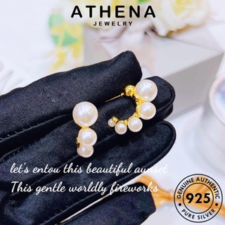 ATHENA JEWELRY 925 ห่วง Silver ผู้หญิง ต้นฉบับ เครื่องประดับ หนีบ แฟชั่น เครื่องประดับ ตุ้มหู ไข่มุกทอง เกาหลี กลม แท้ ต่างหู เงิน E1153