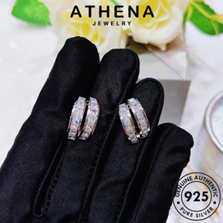 ATHENA JEWELRY 925 แฟชั่น ผู้หญิง สองชั้น เงิน เครื่องประดับ เครื่องประดับ ตุ้มหู เกาหลี แท้ ต่างหู ห่วง หนีบ Silver มอยส์ซาไนท์ไดมอนด์ ต้นฉบับ E1164