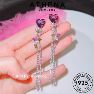 ATHENA JEWELRY พลอยสีม่วง เงิน 925 แฟชั่น ผู้หญิง ต่างหู เครื่องประดับ หนีบ Silver ตุ้มหู เกาหลี ต้นฉบับ แท้ รัก เครื่องประดับ ห่วง E1175