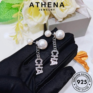 ATHENA JEWELRY ผู้หญิง Silver ไข่มุก 925 ห่วง เงิน พู่จดหมาย แฟชั่น เครื่องประดับ หนีบ ต้นฉบับ แท้ เกาหลี เครื่องประดับ ตุ้มหู ต่างหู E1178