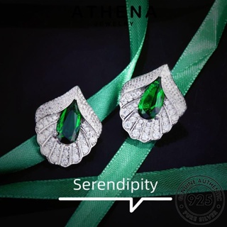 ATHENA JEWELRY ห่วง ภาค มรกต แฟชั่น เครื่องประดับ 925 ต้นฉบับ เกาหลี ตุ้มหู เครื่องประดับ ผู้หญิง หนีบ เงิน แท้ Silver ต่างหู E1184