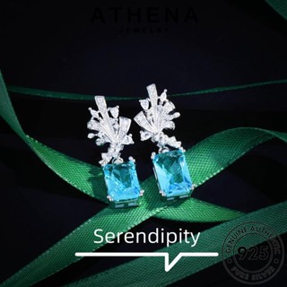 ATHENA JEWELRY 925 ห่วง แท้ ตุ้มหู เงิน ต่างหู เครื่องประดับ แฟชั่น อความารีน เกาหลี ต้นฉบับ Silver หนีบ ผู้หญิง เครื่องประดับ คอลัมน์สี่เหลี่ยม E1189