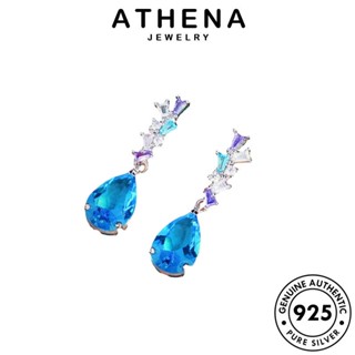 ATHENA JEWELRY 925 ต้นฉบับ ผู้หญิง แฟชั่น แท้ ต่างหู อความารีน เครื่องประดับ เงิน รูปร่างลูกแพร์ Silver ห่วง ตุ้มหู เครื่องประดับ หนีบ เกาหลี E1190