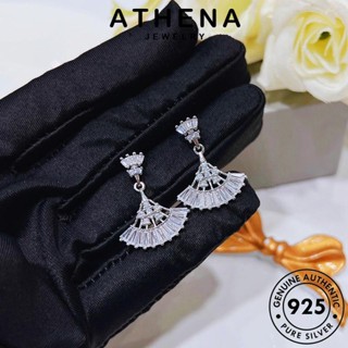 ATHENA JEWELRY ตุ้มหู เครื่องประดับ 925 กระโปรงทรงสแกลลอป แฟชั่น Silver เครื่องประดับ ผู้หญิง หนีบ ต้นฉบับ ต่างหู เกาหลี แท้ มอยส์ซาไนท์ไดมอนด์ ห่วง เงิน E1191