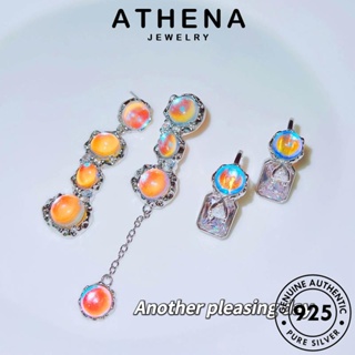 ATHENA JEWELRY หนีบ Silver มูนสโตน กลม เครื่องประดับ เงิน ตุ้มหู 925 ผู้หญิง แฟชั่น ต่างหู เกาหลี ห่วง แท้ เครื่องประดับ ต้นฉบับ E1200