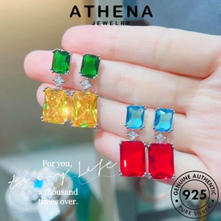 ATHENA JEWELRY ตุ้มหู Silver เงิน ต้นฉบับ ต่างหู คอลัมน์สี่เหลี่ยม แท้ เกาหลี เครื่องประดับ 925 ห่วง หนีบ แฟชั่น ซิทริน เครื่องประดับ ผู้หญิง E1204