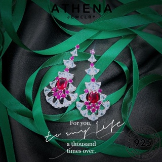 ATHENA JEWELRY แฟชั่น เครื่องประดับ ต่างหู แท้ หนีบ ผู้หญิง เกาหลี ต้นฉบับ 925 Silver ห่วง ทับทิม ตุ้มหู เงิน ขนนกนางฟ้า เครื่องประดับ E1209