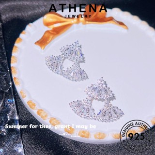 ATHENA JEWELRY 925 พัดลม ตุ้มหู ต้นฉบับ ผู้หญิง หนีบ แท้ เครื่องประดับ แฟชั่น มอยส์ซาไนท์ไดมอนด์ เงิน ห่วง เกาหลี เครื่องประดับ ต่างหู Silver E1243